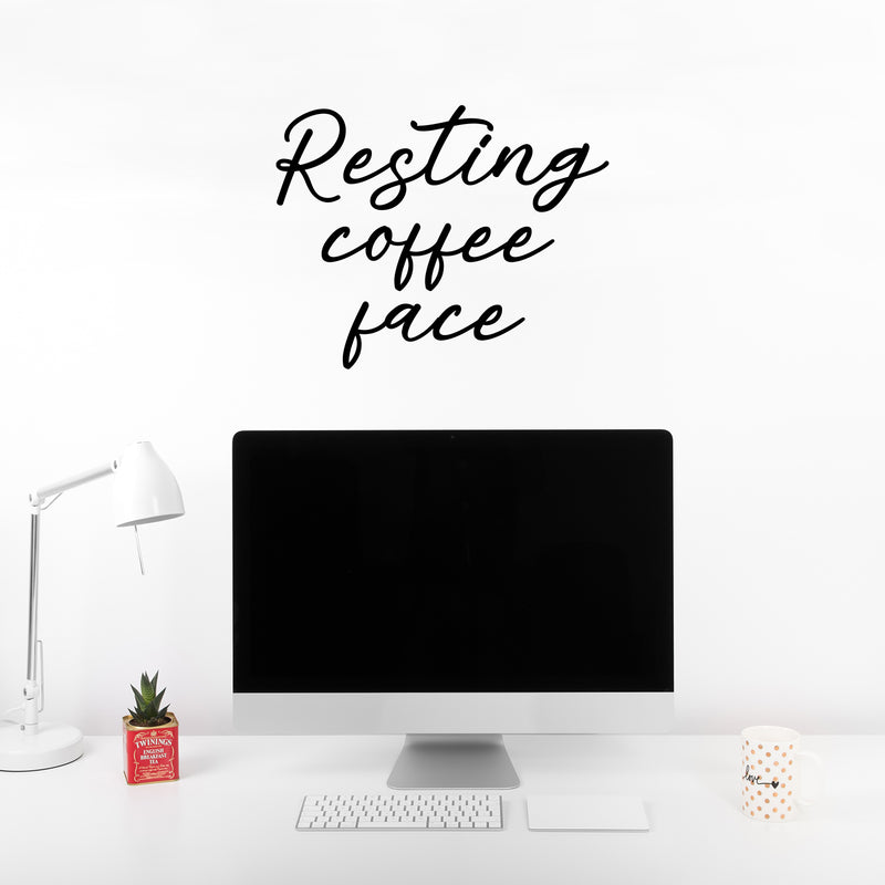 Vinyl Wall Art Decal - Resting Coffee Face - 20" x 16" - Trendy Funny Cafe Quote Sticker For Home Kitchen Store Living Room Work Office Kitchenette Decor 2