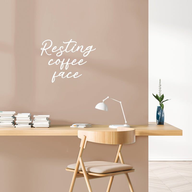 Vinyl Wall Art Decal - Resting Coffee Face - 20" x 16" - Trendy Funny Cafe Quote Sticker For Home Kitchen Store Living Room Work Office Kitchenette Decor 2