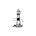 Vinyl Wall Art Decal - Lighthouse - 20" x 17" - Beach Icons Boat leading light Shape Cute Modern Trendy Beacon Ocean Navy Design For Home Office Living Room Bedroom Store Decor 1