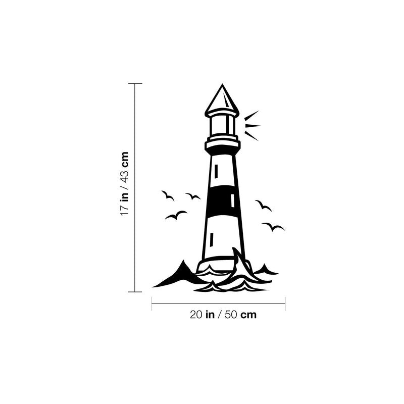 Vinyl Wall Art Decal - Lighthouse - 20" x 17" - Beach Icons Boat leading light Shape Cute Modern Trendy Beacon Ocean Navy Design For Home Office Living Room Bedroom Store Decor 4