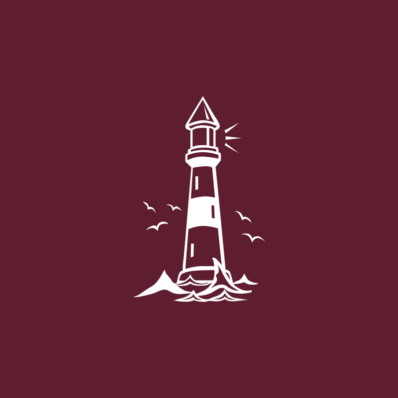 Vinyl Wall Art Decal - Lighthouse - 20" x 17" - Beach Icons Boat leading light Shape Cute Modern Trendy Beacon Ocean Navy Design For Home Office Living Room Bedroom Store Decor 1