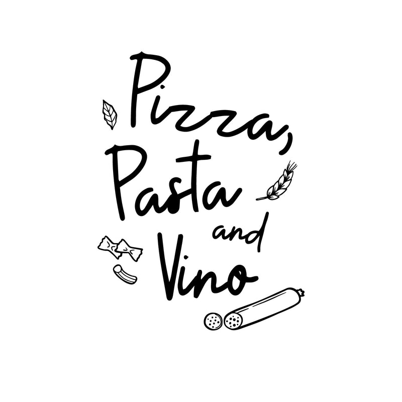 Vinyl Wall Art Decal - Pizza Pasta And Vino - Trendy Inspirational Funny Spanish Quote Sticker For Kitchen Home Office Kitchenette Bedroom Restaurant Decor 1