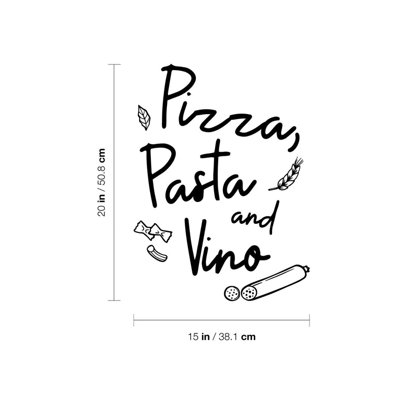 Vinyl Wall Art Decal - Pizza Pasta And Vino - 15" x 20" - Trendy Inspirational Funny Spanish Quote Sticker For Kitchen Home Office Kitchenette Bedroom Restaurant Decor 4