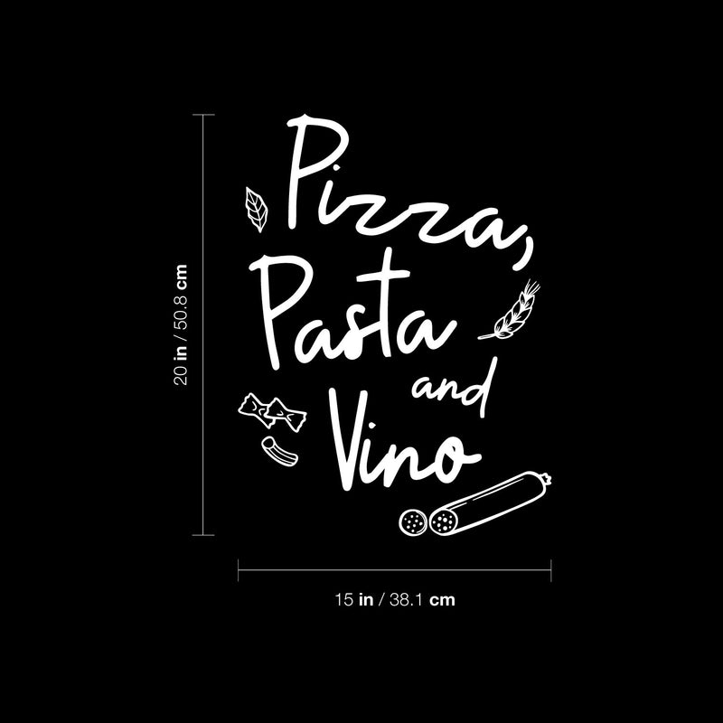 Vinyl Wall Art Decal - Pizza Pasta And Vino - 15" x 20" - Trendy Inspirational Funny Spanish Quote Sticker For Kitchen Home Office Kitchenette Bedroom Restaurant Decor 4