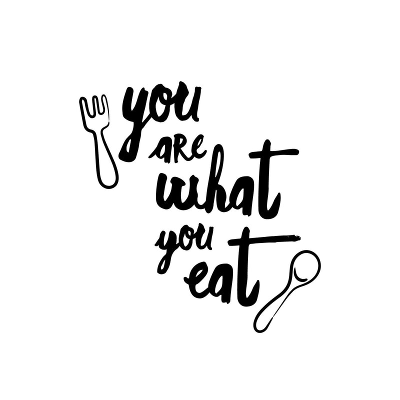 Vinyl Wall Art Decal - You Are What You Eat - 22" x 40" - Modern Inspirational Quote Cutlery Design Sticker For Home Kitchen Office Restaurant Storefront Decor 1