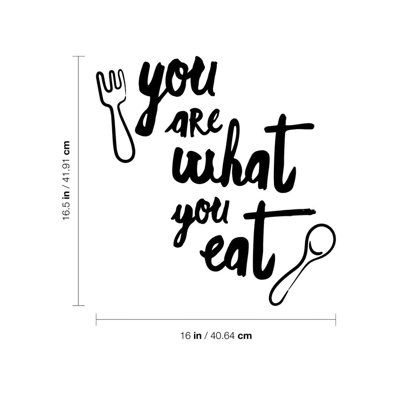 Vinyl Wall Art Decal - You Are What You Eat - 16. Modern Inspirational Quote Cutlery Design Sticker For Home Kitchen Office Restaurant Storefront Decor 4