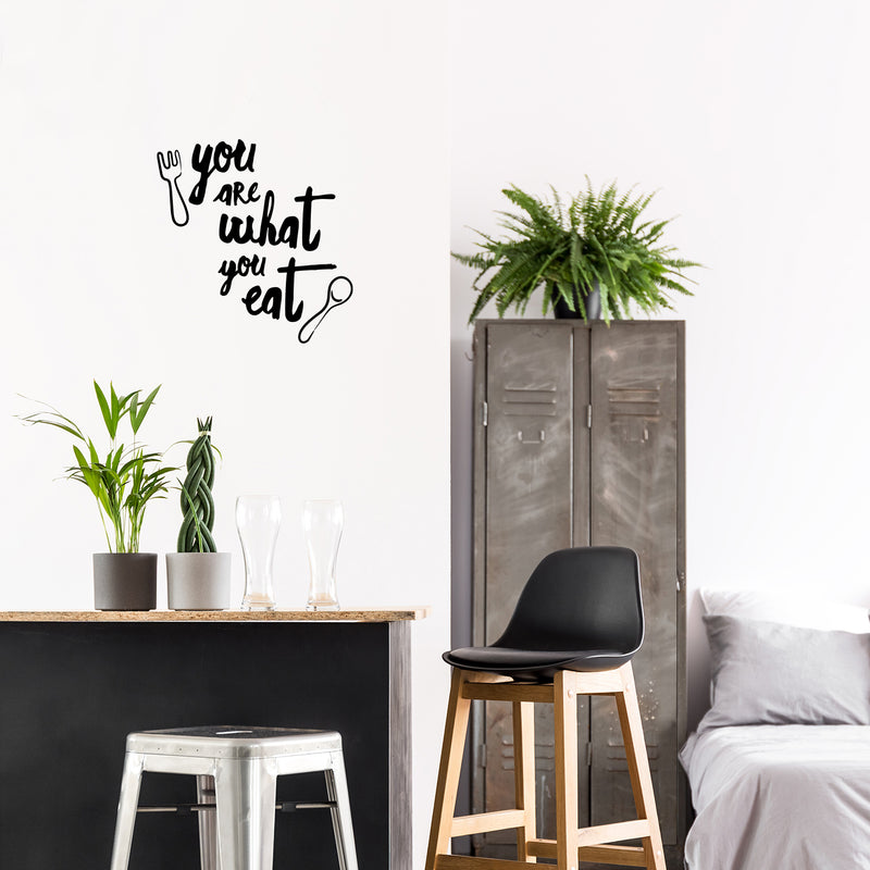 Vinyl Wall Art Decal - You Are What You Eat - 22" x 40" - Modern Inspirational Quote Cutlery Design Sticker For Home Kitchen Office Restaurant Storefront Decor 3