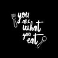 Vinyl Wall Art Decal - You Are What You Eat - 22" x 40" - Modern Inspirational Quote Cutlery Design Sticker For Home Kitchen Office Restaurant Storefront Decor 1