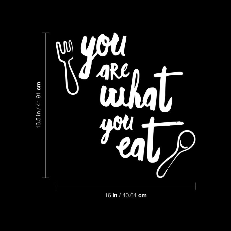 Vinyl Wall Art Decal - You Are What You Eat - 22" x 40" - Modern Inspirational Quote Cutlery Design Sticker For Home Kitchen Office Restaurant Storefront Decor 4