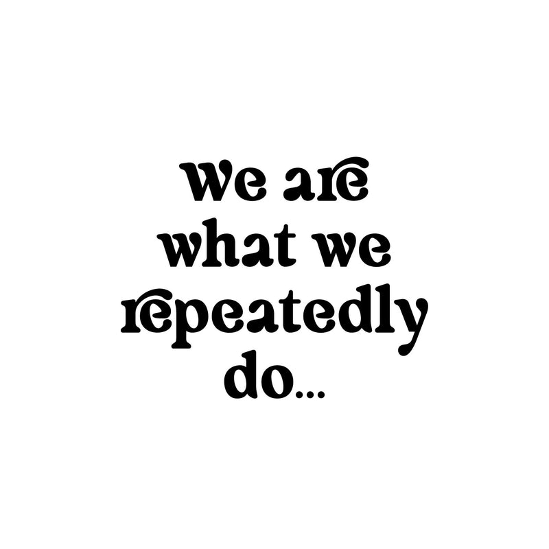 Vinyl Wall Art Decal - We Are What We Repeatedly Do - - Inspirational Quote Sticker For Bedroom Mirror Notebooks Laptops Mugs Thermos Car Bumpers Windows Decor 1