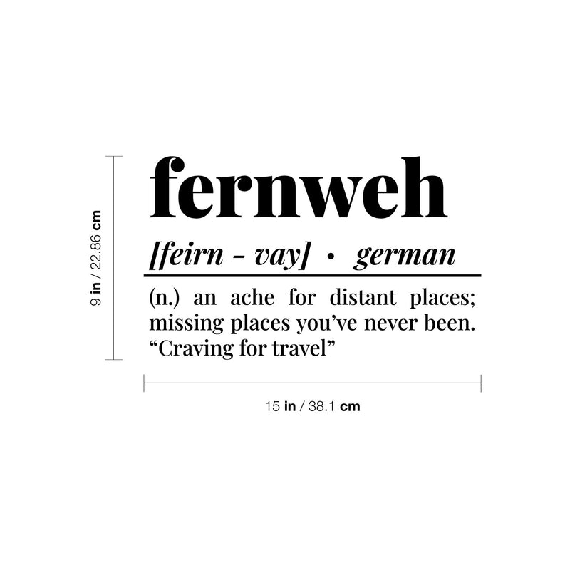Vinyl Wall Art Decal - Fernweh Definition - 15" x 9" - Trendy Motivational Quote Sticker For Travelers Home Bedroom Work Office Living Room Store Decor 4