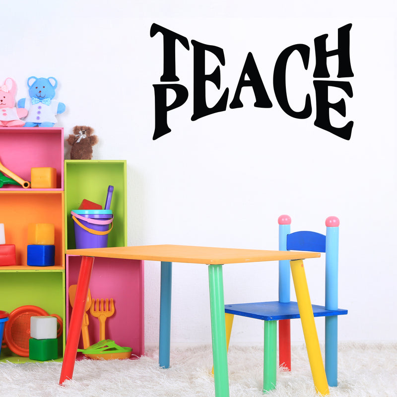 Vinyl Wall Art Decal - Teach Peace - Trendy Inspirational Positive Quote Sticker For Home Kids Room Bedroom School Classroom Nursery Office Decor 2