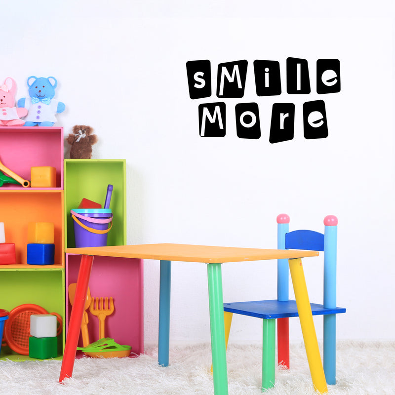 Vinyl Wall Art Decal - Smile More - 10" x 18" - Trendy Inspirational Positive Quote Sticker For Home Kids Room Bedroom School Classroom Nursery Office Decor 2