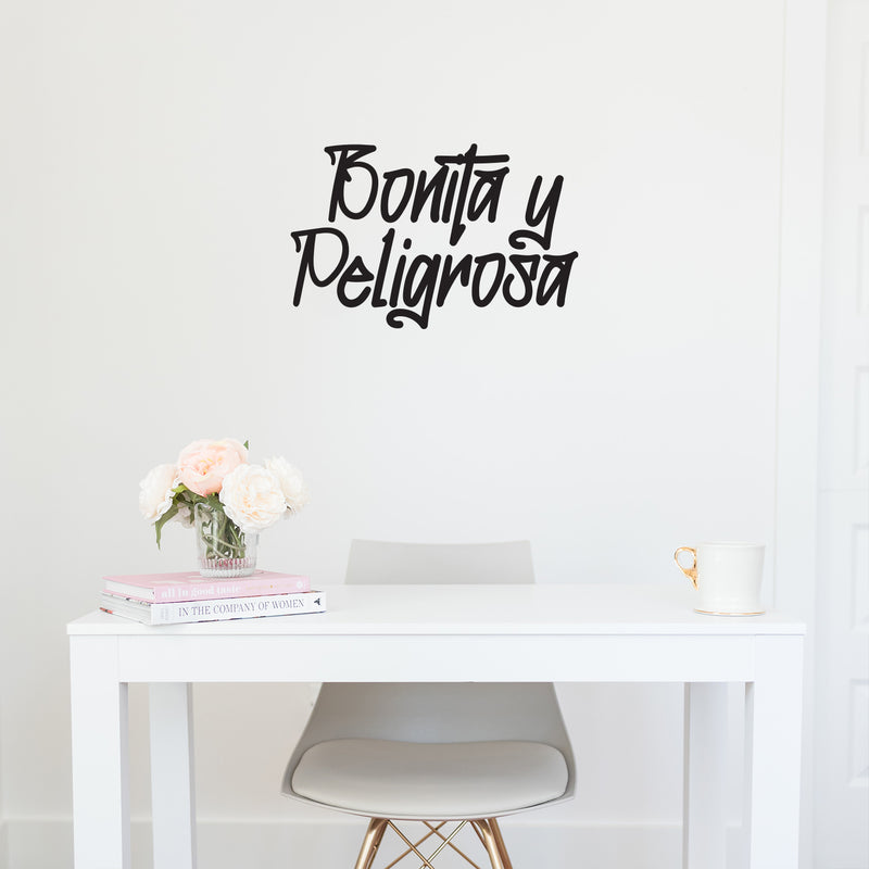 Vinyl Wall Art Decal - Bonita y Peligrosa - 20" x 31" - Trendy Lovely Funny Spanish Quote Sticker For Home Bedroom Closet Make Up Mirror Office Boutique Beauty Salon Mexican Decor 3