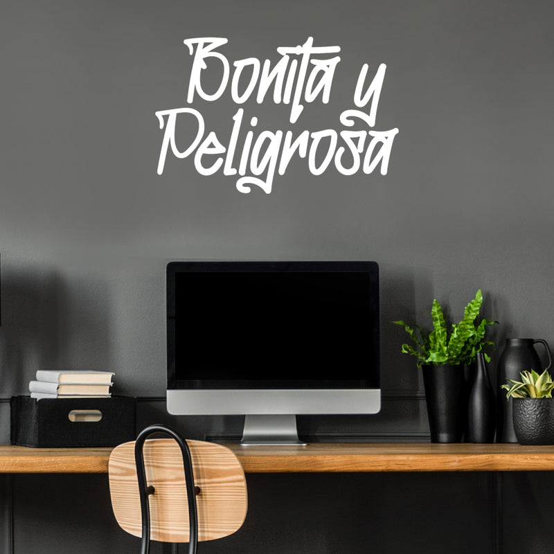 Vinyl Wall Art Decal - Bonita y Peligrosa - 20" x 31" - Trendy Lovely Funny Spanish Quote Sticker For Home Bedroom Closet Make Up Mirror Office Boutique Beauty Salon Mexican Decor 3