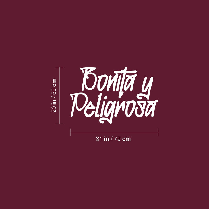 Vinyl Wall Art Decal - Bonita y Peligrosa - 20" x 31" - Trendy Lovely Funny Spanish Quote Sticker For Home Bedroom Closet Make Up Mirror Office Boutique Beauty Salon Mexican Decor 4