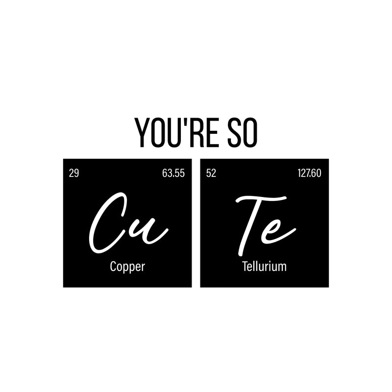 Vinyl Wall Art Decal - You're So Cu Te - Trendy Funny Lovely Good Vibes Quote Home Study Room Playroom School Classroom Chemistry Lab Library Office Coffee Shop Decor 1