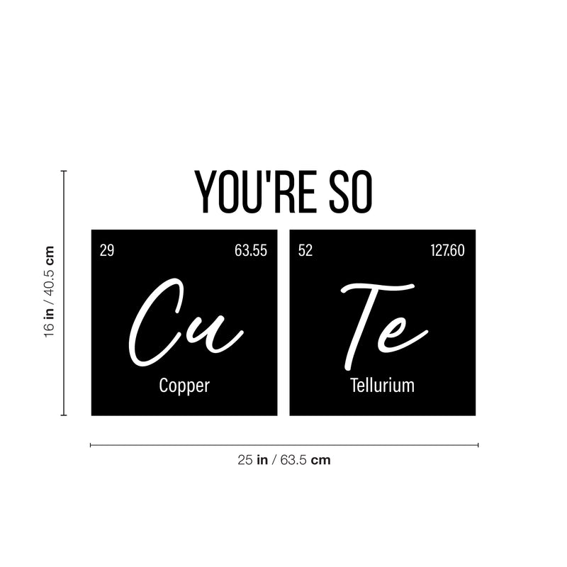 Vinyl Wall Art Decal - You're So Cu Te - 16" x 25" - Trendy Funny Lovely Good Vibes Quote Home Study Room Playroom School Classroom Chemistry Lab Library Office Coffee Shop Decor 4