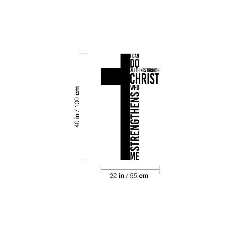 Vinyl Wall Art Decal - I Can Do All Things Through Christ - 22" x 40" - Trendy Inspirational Spiritual Religious Quote Sticker For Home Office Living Room Bedroom Decor 4
