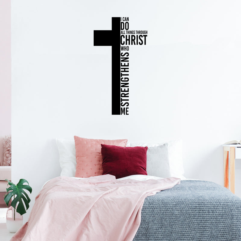 Vinyl Wall Art Decal - I Can Do All Things Through Christ - Trendy Inspirational Spiritual Religious Quote Sticker For Home Office Living Room Bedroom Decor 2