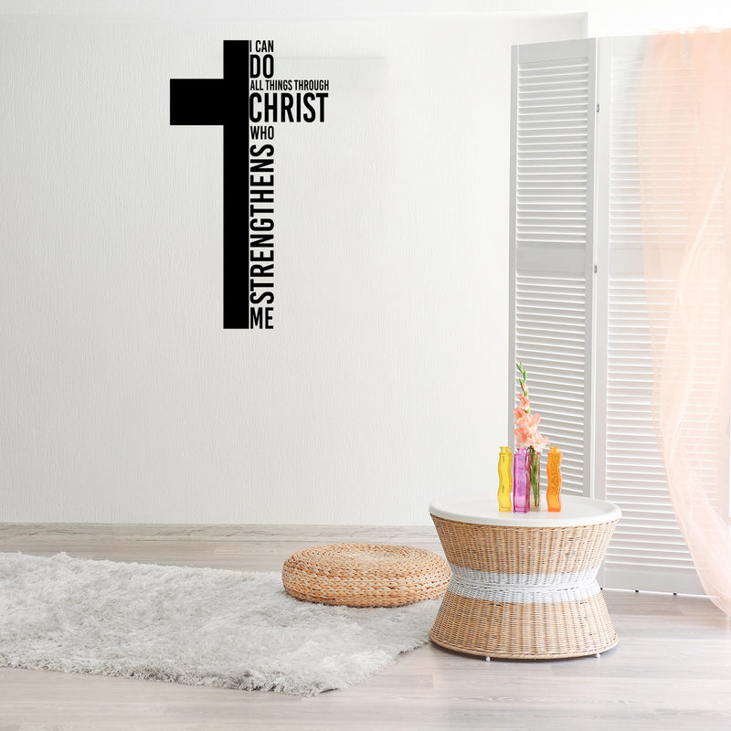 Vinyl Wall Art Decal - I Can Do All Things Through Christ - Trendy Inspirational Spiritual Religious Quote Sticker For Home Office Living Room Bedroom Decor 3