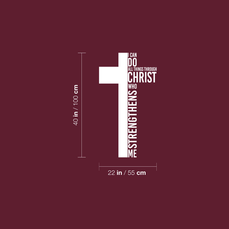 Vinyl Wall Art Decal - I Can Do All Things Through Christ - 22" x 40" - Trendy Inspirational Spiritual Religious Quote Sticker For Home Office Living Room Bedroom Decor 4