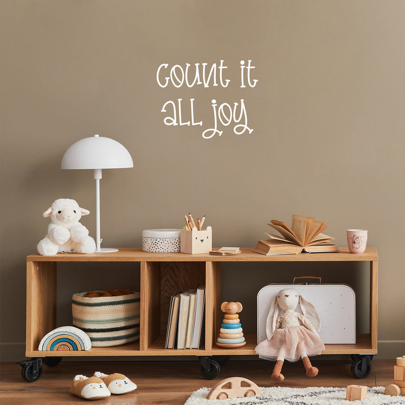 Vinyl Wall Art Decal - Count It All Joy - 16.5" x 21.5" - Trendy Lovely Fun Inspirational Quote Sticker For Toddlers Bedroom Baby's Nursery Playroom Family Room Daycare Kindergarten Decor 2