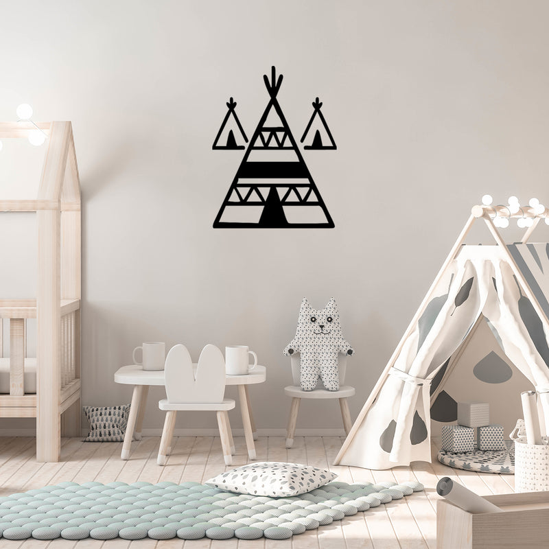 Vinyl Wall Art Decal - Teepee Tents - Cute Modern Stickers Design For Home Apartment Kids Bedroom Living Room Playroom Nursery School Decoration 3