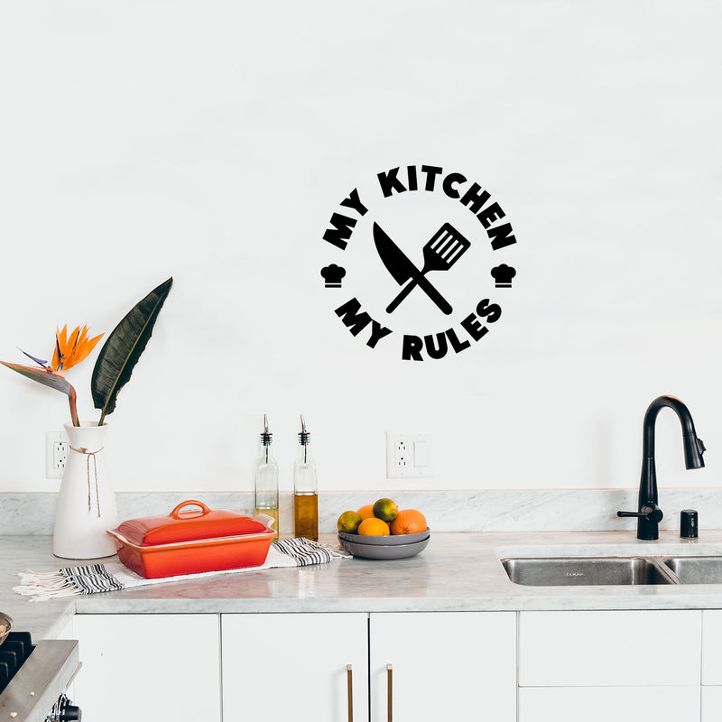 Vinyl Wall Art Decal - My Kitchen My Rules - 14" x 14" - Trendy Funny Good Vibes Food Quote Sticker For Home Door Kitchen Dining Room Restaurant Coffee Shop Storefront Decor 2