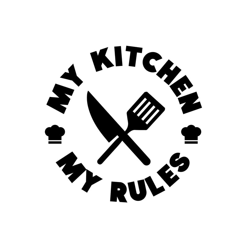 Vinyl Wall Art Decal - My Kitchen My Rules - 14" x 14" - Trendy Funny Good Vibes Food Quote Sticker For Home Door Kitchen Dining Room Restaurant Coffee Shop Storefront Decor 1