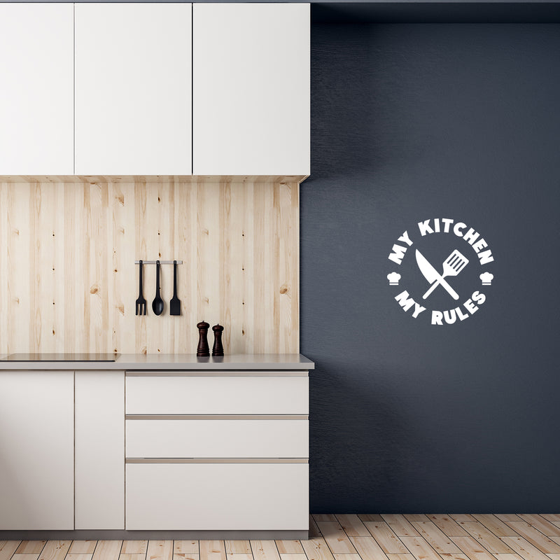Vinyl Wall Art Decal - My Kitchen My Rules - Trendy Funny Good Vibes Food Quote Sticker For Home Door Kitchen Dining Room Restaurant Coffee Shop Storefront Decor 5