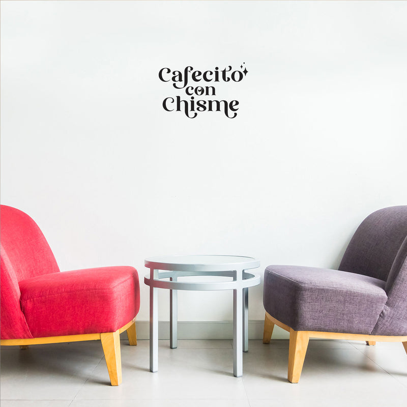 Vinyl Wall Art Decal - Cafecito Con Chisme / Coffee And Gossip - 8" x 13" - Trendy Funny Mexican Joke Quote Sticker For Living Room Office Storefront Coffee Shop Restaurant Spanish Decor 3