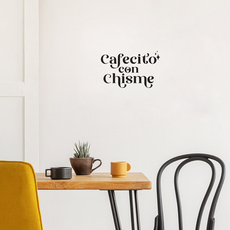 Vinyl Wall Art Decal - Cafecito Con Chisme / Coffee And Gossip - 8" x 13" - Trendy Funny Mexican Joke Quote Sticker For Living Room Office Storefront Coffee Shop Restaurant Spanish Decor 2
