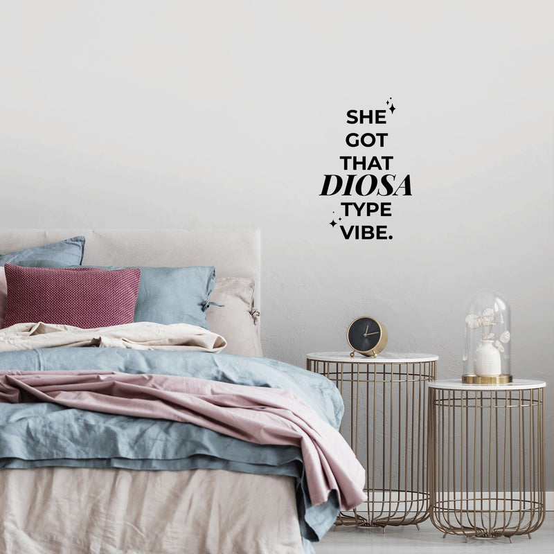 Vinyl Wall Art Decal - She Got That Diosa Type Vibe - 17" x 11" - Trendy Lovely Funny Spanish Quote Sticker For Home Bedroom Closet Make Up Mirror Boutique Beauty Salon Office Mexican Decor 3