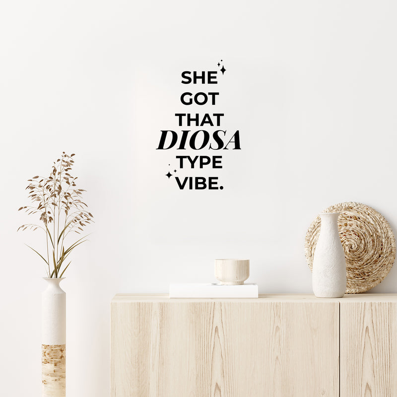 Vinyl Wall Art Decal - She Got That Diosa Type Vibe - Trendy Lovely Funny Spanish Quote Sticker For Home Bedroom Closet Make Up Mirror Boutique Beauty Salon Office Mexican Decor 2