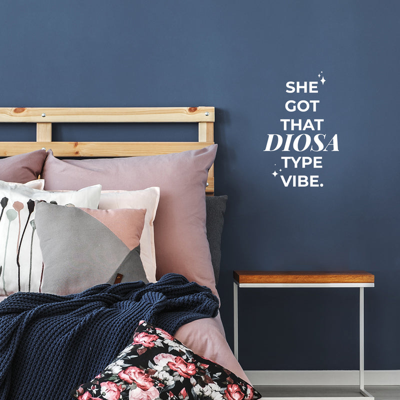 Vinyl Wall Art Decal - She Got That Diosa Type Vibe - 17" x 11" - Trendy Lovely Funny Spanish Quote Sticker For Home Bedroom Closet Make Up Mirror Boutique Beauty Salon Office Mexican Decor 3