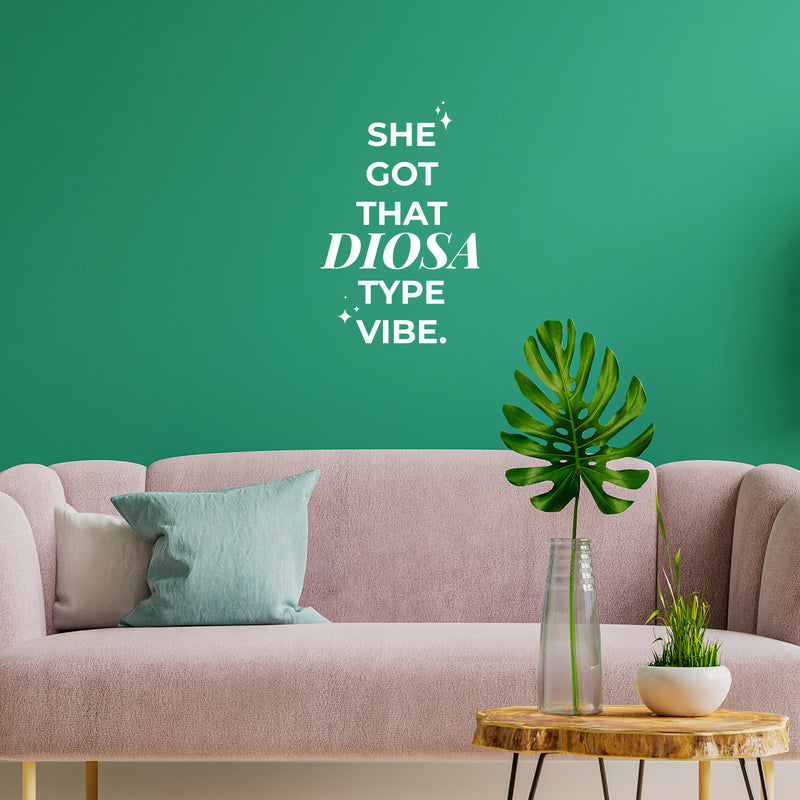 Vinyl Wall Art Decal - She Got That Diosa Type Vibe - 17" x 11" - Trendy Lovely Funny Spanish Quote Sticker For Home Bedroom Closet Make Up Mirror Boutique Beauty Salon Office Mexican Decor 2