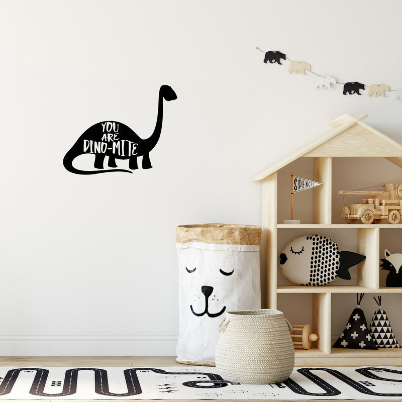 Vinyl Wall Art Decal - You Are Dino - Mite - Trendy Funny Lovely Brontosaurus Design Quote Sticker For Toddlers Bedroom Baby's Nursery Playroom Daycare Kindergarten Decor 3