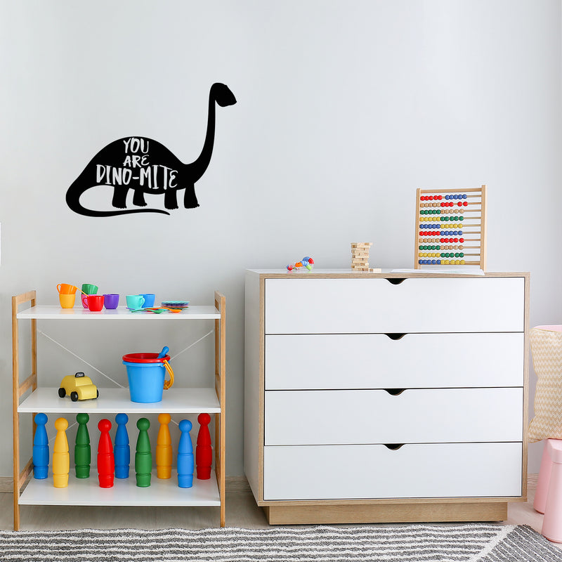 Vinyl Wall Art Decal - You Are Dino - Mite - Trendy Funny Lovely Brontosaurus Design Quote Sticker For Toddlers Bedroom Baby's Nursery Playroom Daycare Kindergarten Decor 2