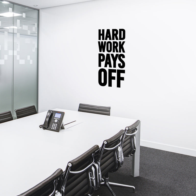 Vinyl Wall Art Decal - Hard Work Pays Off - 35" x 17" - Trendy Motivational Positive Healthy Quote Sticker For Office Workout Room Yoga CrossFit Center Gym Fitness Lifestyle Decor 3