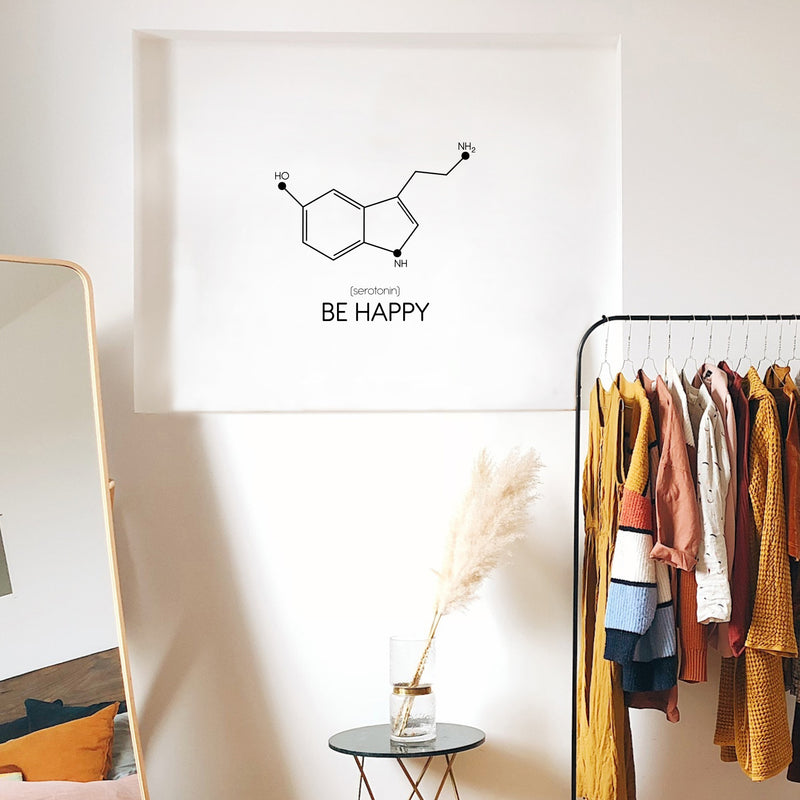 Vinyl Wall Art Decal - Be Happy Serotonin - 18. - Chemical Formula Of Happiness Molecule Modern Motivational Positive Quote Sticker For Home Bedroom Closet Office Decor 3