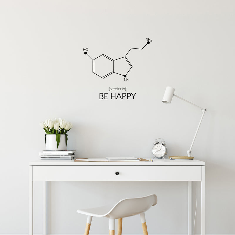 Vinyl Wall Art Decal - Be Happy Serotonin - 18. - Chemical Formula Of Happiness Molecule Modern Motivational Positive Quote Sticker For Home Bedroom Closet Office Decor 2