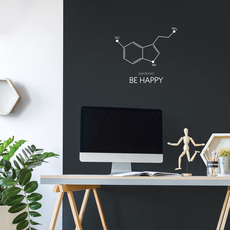 Vinyl Wall Art Decal - Be Happy Serotonin - 18.5" x 16.5" - Chemical Formula Of Happiness Molecule Modern Motivational Positive Quote Sticker For Home Bedroom Closet Office Decor 2