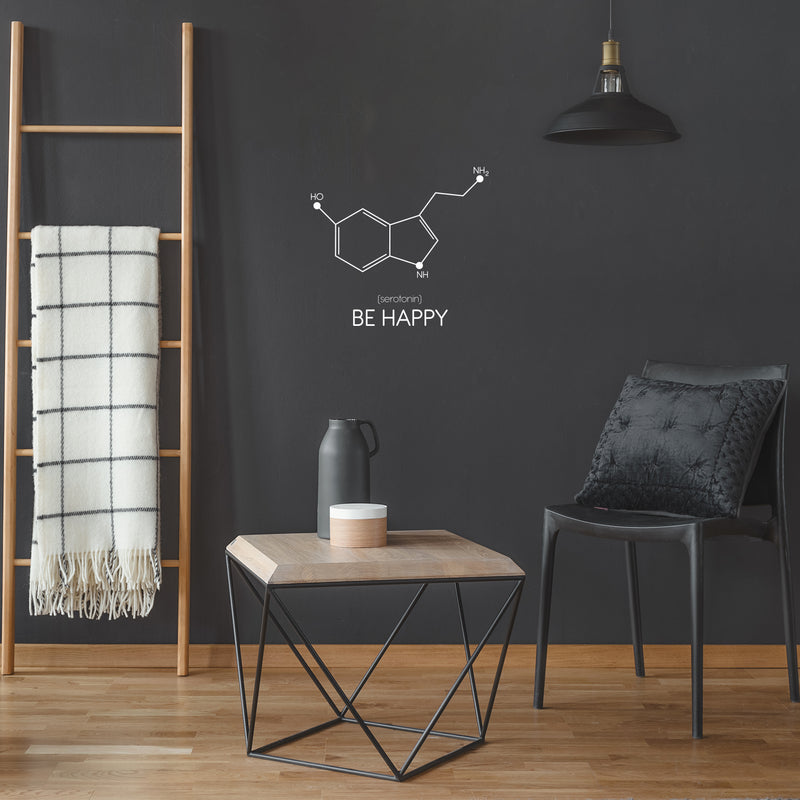 Vinyl Wall Art Decal - Be Happy Serotonin - 18.5" x 16.5" - Chemical Formula Of Happiness Molecule Modern Motivational Positive Quote Sticker For Home Bedroom Closet Office Decor 3