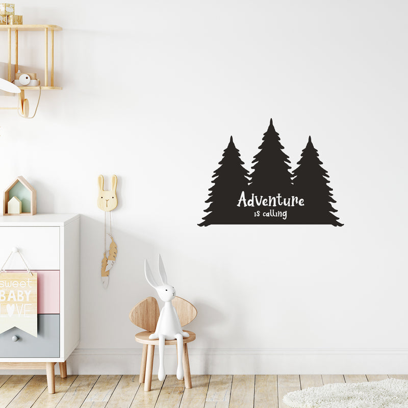 Vinyl Wall Art Decal - Adventure Is Calling - Trendy Inspirational Quote Mountain Design Sticker For Children Bedroom Home Baby Nursery Daycare Kids Room Decor 2