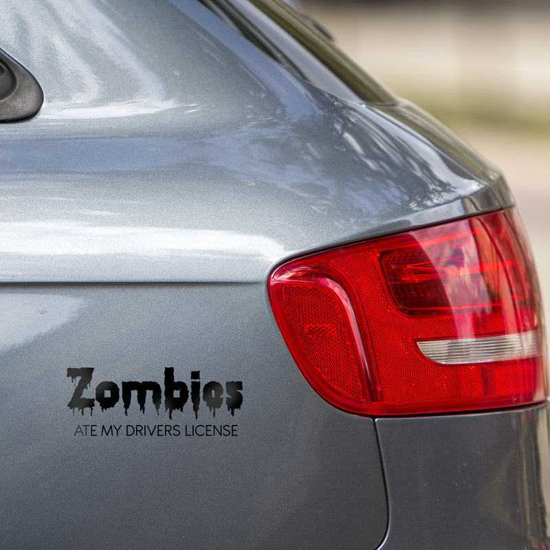 Vinyl Wall Art Decal - Zombies Ate My Drivers License - 4" x 10" - Funny Adult Joke Quote Sticker For Notebooks Laptops Mugs Thermos Car Bumpers Windows Decor 3