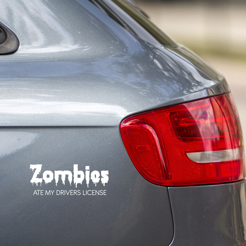 Vinyl Wall Art Decal - Zombies Ate My Drivers License - 4" x 10" - Funny Adult Joke Quote Sticker For Notebooks Laptops Mugs Thermos Car Bumpers Windows Decor 3