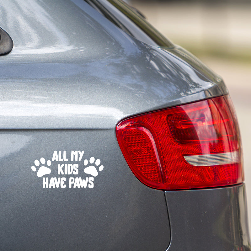 Vinyl Wall Art Decal - All My Kids Have Paws - 7" x 3.5" - Cute Shapes Icon Dog Mom Quote Bumper Sticker For Car Window Thermos Coffee Mug Luggage Office Notebook Laptop Decor 2