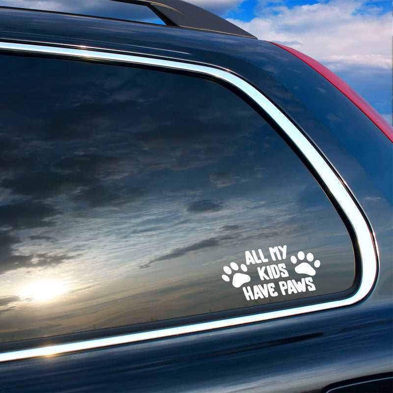 Vinyl Wall Art Decal - All My Kids Have Paws - 7" x 3.5" - Cute Shapes Icon Dog Mom Quote Bumper Sticker For Car Window Thermos Coffee Mug Luggage Office Notebook Laptop Decor 3