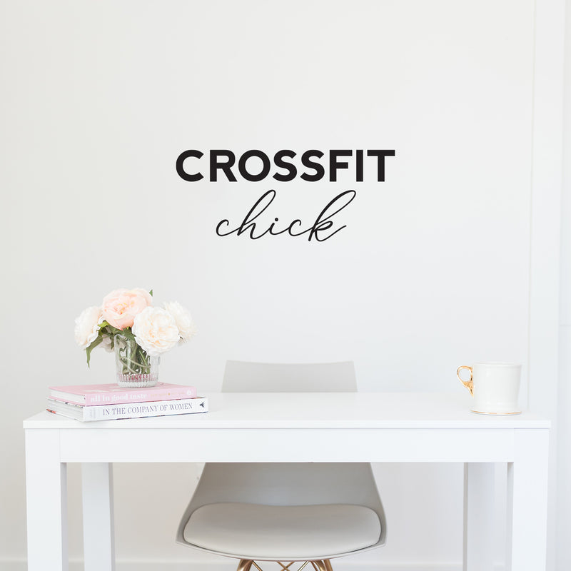 Vinyl Wall Art Decal - CrossFit Chick - 12.5" x 30" - Trendy Motivating Positive Healthy Quote Kettlebell Design Sticker For Workout Room Yoga CrossFit Center Gym Fitness Lifestyle Decor 2